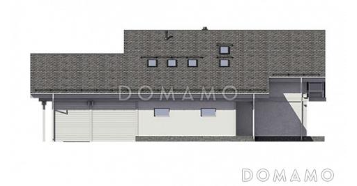 Проект энергоэффективного дома фахверк с гаражом на две машины / Фасад справа