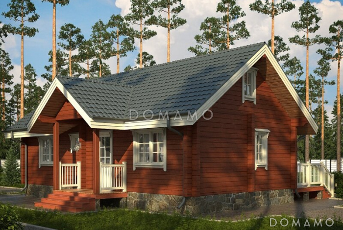 Проект дома из клееного бруса с гибкой кровлей
