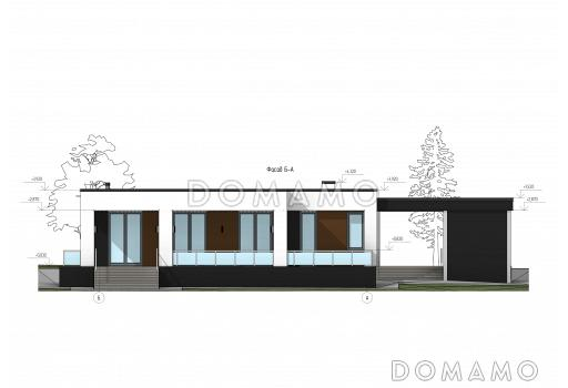 Проект дома с 2 спальнями, кабинетом и джакузи на террасе / Фасад 3
