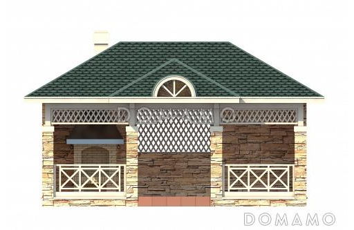 Проект беседки с отделкой из декоративного камня / Фасад 2