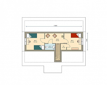 Проект каркасного дома с мансардой и четырьмя спальнями / План мансардного этажа Проект каркасного дома с мансардой и четырьмя спальнями / План мансардного этажа
