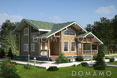 Проект дома из клееного бруса с небольшой лоджией на втором этаже Проект дома из клееного бруса с небольшой лоджией на втором этаже