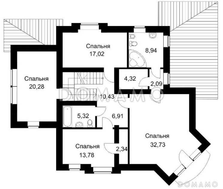 Проект дома из кирпича с бильярдной / План 2 этажа