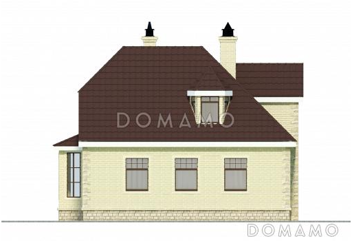 Проект коттеджа спокойных очертаний с остекленной террасой и большим подвалом / Фасад 1