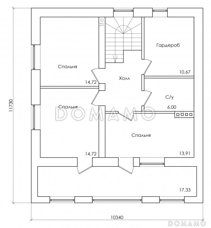 Проект классического двухэтажного дома с террасой и большим балконом / План #2