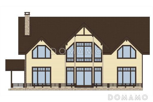 Проект каркасного дома в скандинавском стиле с террасой, эркером и большими окнами / Фасад 1