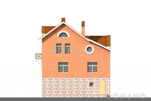 Проект трехэтажного дома с гаражом на две машины, сауной и камином / Фасад 3