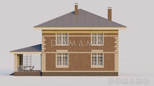 Проект двухэтажного дома с кабинетом, террасой и четырьмя спальнями / Фасад 3