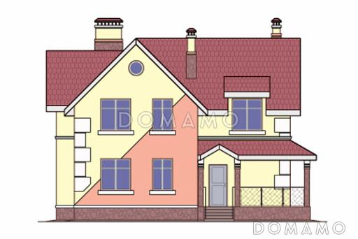 Проект дома с необычной, яркой архитектурой из СИП панелей / Фасад 1