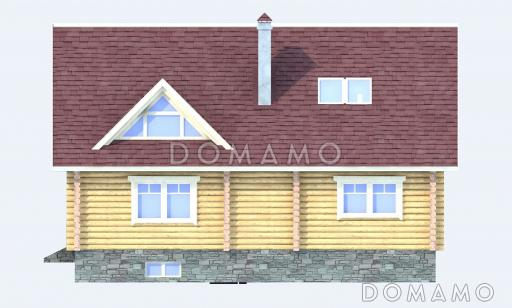 Проект дома из бревна с цокольным этажом / Фасад 1