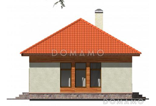 Одноэтажный дом из пенобетона с двумя просторными спальнями под черепичной кровлей / Фасад 4