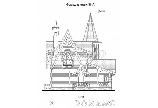 Проект бани из бруса с бильярдной / Фасад 1