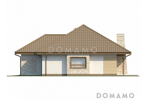 Проект одноэтажного дома с эркером и гаражом из газобетона со свободной планировкой мансардного этажа  / Фасад 3