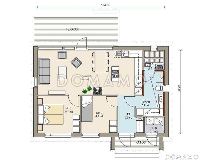 Проект каркасного дачного дома / План 1 этажа