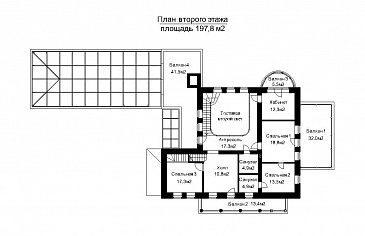 Проект загородного дома с пристроенным задним бассейна из светопрозрачных конструкций / План 2 этажа Проект загородного дома с пристроенным задним бассейна из светопрозрачных конструкций / План 2 этажа