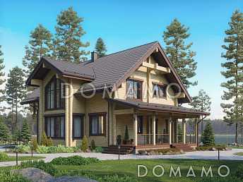 Проект дома из бруса с 4 спальнями, террасой, балконом и вторым светом Проект дома из бруса с 4 спальнями, террасой, балконом и вторым светом