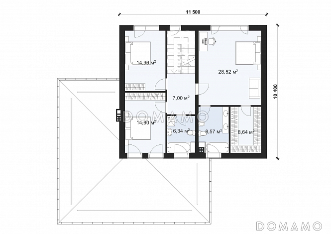 Проект современного дома с гаражом на две машины S-227 / План 2 этажа