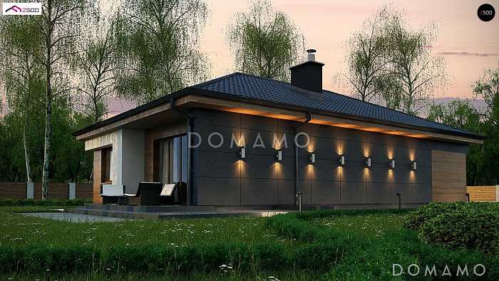 Проект стильного одноэтажного дома из кирпича для небольшой семьи Проект стильного одноэтажного дома из кирпича для небольшой семьи