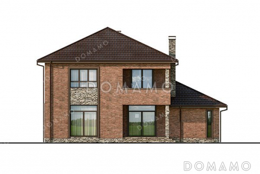 Проект двухэтажного дома с террасой и гаражом / Фасад 4