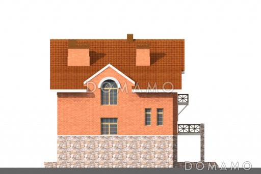 Проект трехэтажного дома с гаражом на две машины, сауной и камином / Фасад 4