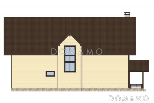 Проект скандинавского коттеджа из кирпича с эркером, мансардой и открытой террасой / Фасад 3