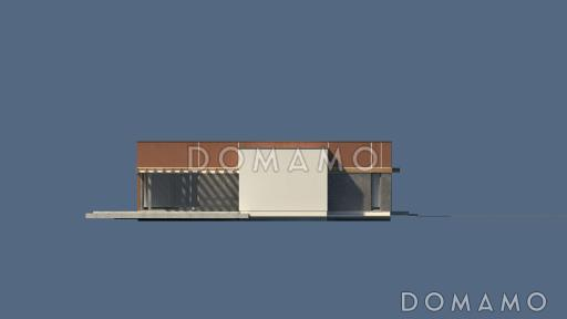 Проект просторного современного одноэтажного дома из газобетона с четырьмя спальнями / Фасад 3