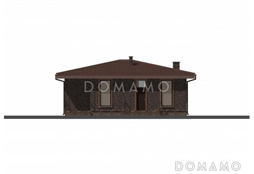 Проект небольшого одноэтажного дома с двумя спальнями и просторной кухней-гостиной / Фасад 1