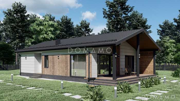 Проект одноэтажного дома для узких участков S-94
