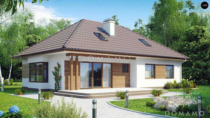 Проект одноэтажного дома из кирпича с тремя спальнями и возможностью обустройства мансарды