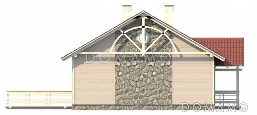 Проект одноэтажного усадебного дома с каминным залом и двумя спальнями / Фасад 4