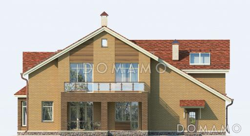 Проект дома из пеноблоков с гаражом, кабинетом и игровой комнатой / Фасад 3