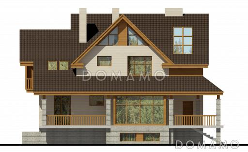 Загородный дом с окнами в пол, с тремя террасами и лоджией / Фасад 3