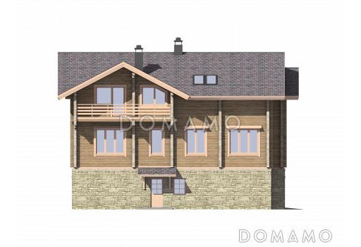Проект дома с сауной на цокольном этаже / Фасад 3