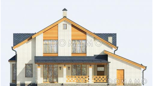 Проект дома с гаражом на две машины и кабинетом на мансардном этаже / Фасад 3