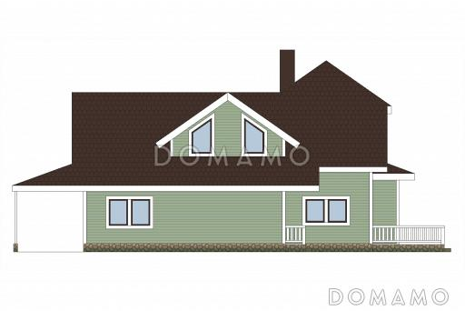 Проект дома из кирпича с местом для трех авто / Фасад 3