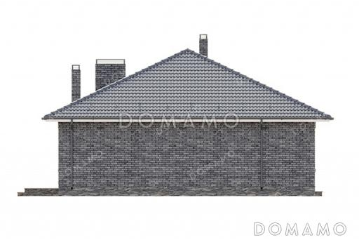 Проект дома из газобетона с тремя спальнями, двумя санузлами и небольшой террасой / Фасад 4