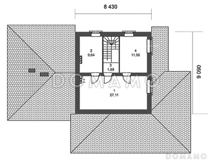 Проект гаража для двух автомобилей с комнатой для охраны на первом этаже / План мансардного этажа