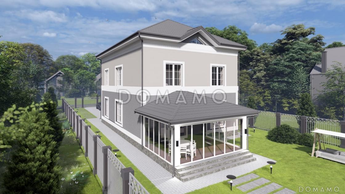 Проект двухэтажного дома с мансардой, мастер-спальней и остекленной террасой / 3