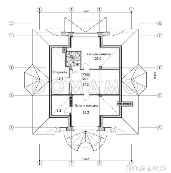 Проект изящного и просторного коттеджа / План мансардного этажа