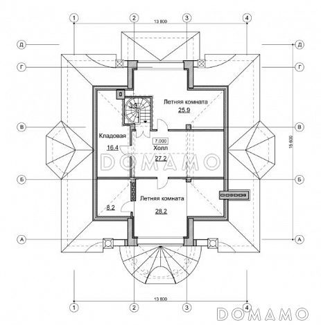 Проект изящного и просторного коттеджа / План мансардного этажа Проект изящного и просторного коттеджа / План мансардного этажа