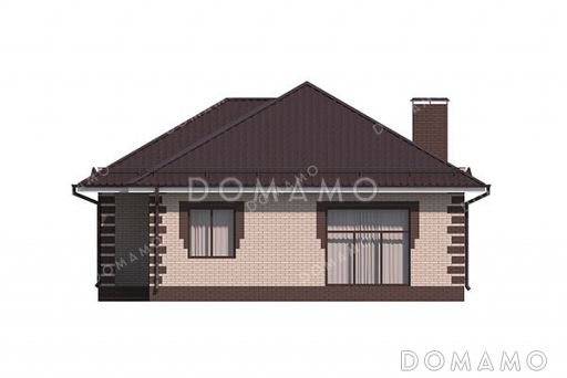 Проект одноэтажного дома с тремя спальнями / Фасад 2