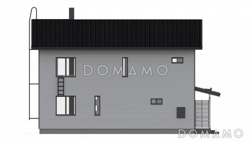 Проект каркасного дома с большой гардеробной в спальной комнате на втором этаже / Фасад 3