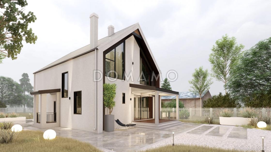 Проект двухэтажного дома с тремя спальными комнатами, балконом и сауной / 2