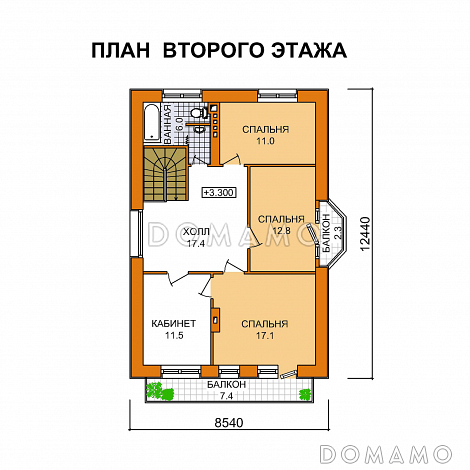Проект кирпичного дома с мансардным этажом и эркером / План мансардного этажа Проект кирпичного дома с мансардным этажом и эркером / План мансардного этажа