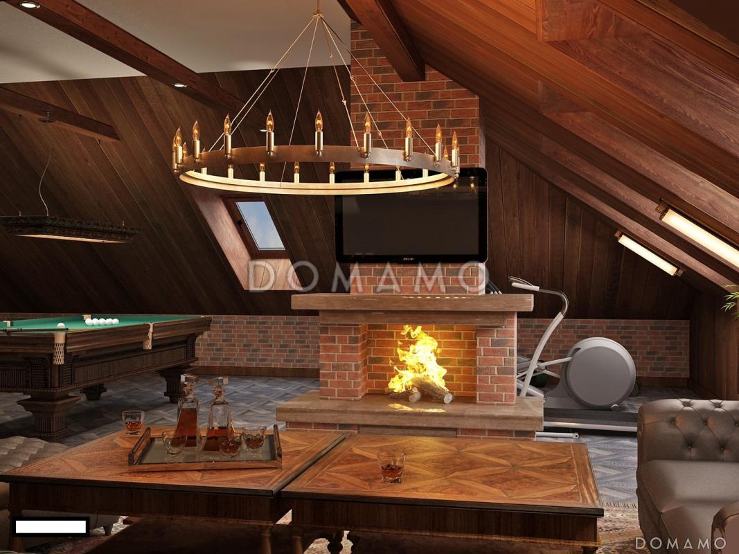 Проект одноэтажного дома из газобетона с мансардой и барбекю на террасе  / 28