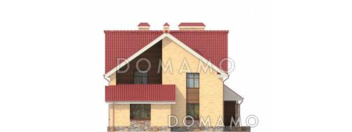 Проект загородного дома с изолированной кухней, крытой террасой, лоджиями, вторым светом / Фасад 2