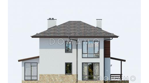 Проект  двухэтажного дома с просторной верандой / Фасад 3