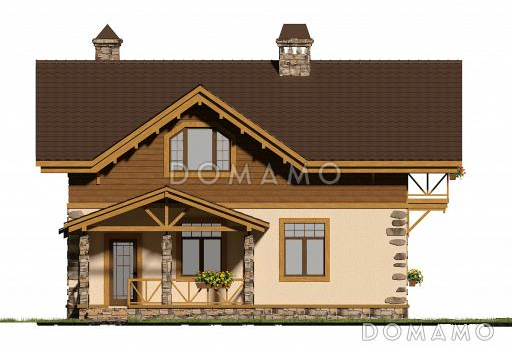 Проект коттеджа из газобетона в стиле шале / Фасад 1