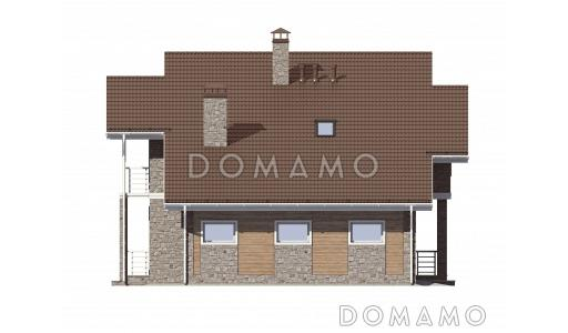 Проект загородного дома с длинным балконом / Фасад 2