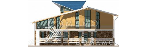 Проект дома для отдыха с мансардой, террасой и эркером / Фасад 1
